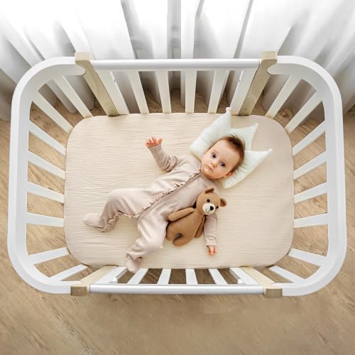 lulumoon Muslin Bassinet Sheets 3Pack: Fitted Most Bedside Sleeper Mattress - Image 5