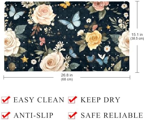 Bathtub Mat Non Slip 26.8x15.1In, Vintage Butterfly Wildflowers Bath Mat - Image 4