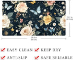 Bathtub Mat Non Slip 26.8x15.1In, Vintage Butterfly Wildflowers Bath Mat - Image 4