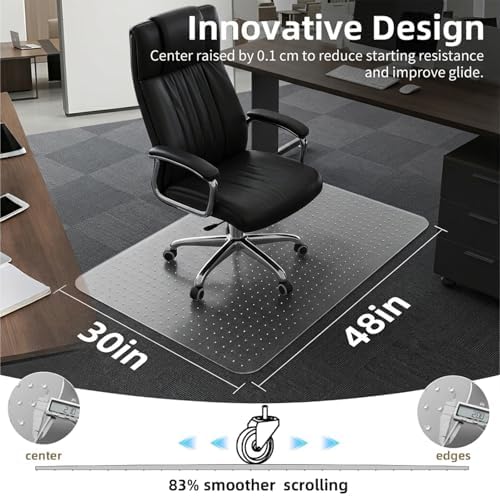Office Chair Mat for Low-Pile Carpet 30" x 48", Compact Carpet Protector - Image 6