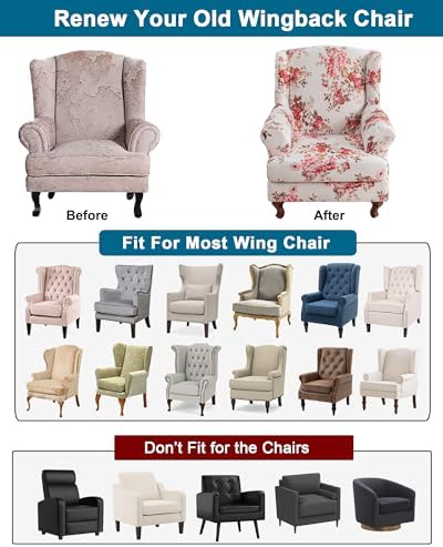 CRFATOP Wingback Chair Covers Wing Armchair Slipcovers - Image 4