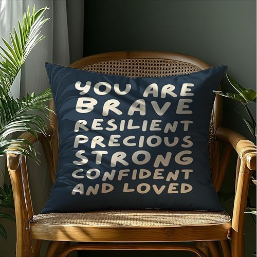 You Are Affirmation Navy Blue Pillow Cover 18x18, Nursery Inspirational - Image 4