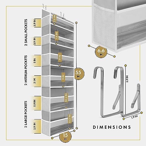 HOMELUX THEORY Over the Door Organizer, 100D Fabric Transparent 2pc - Image 3