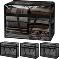 Blanket Storage Bags 4 Pack 60L Clothes Comforter Bedding Container Black by SGHUO