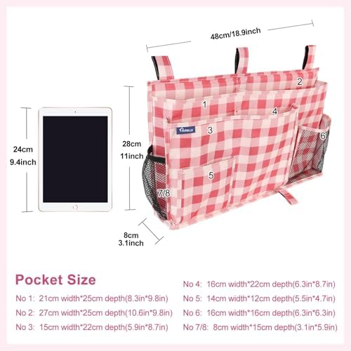 Surblue Bedside Caddy Hanging Bed Organizer Storage Bag Pocket - Image 2