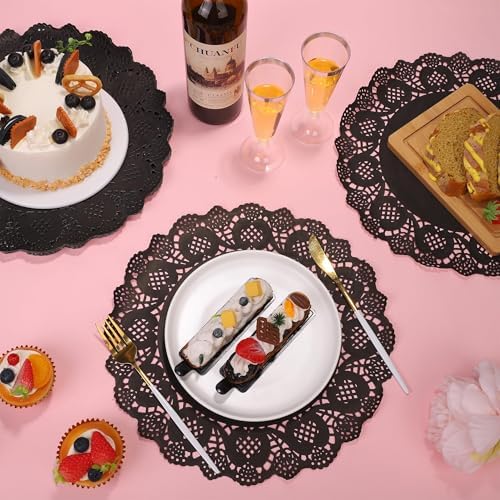 MCEAST 300 Pack Round Black Paper Doilies 13.5 Inches Lace Paper Place Mats - Image 5