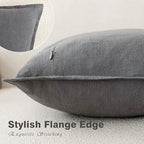 Foindtower Linen Solid Decorative Throw Pillow Covers 20x20 Inch Grey - Image 3