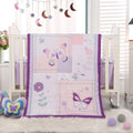 Crib Bedding Set for Girls, 3 Pieces Floral Butterfly Baby Girl Bedding Set by WOWELIFE