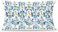 Mediterranean Blue and Yellow Floral Tile Pillow Covers 12x20, Vintage Moroccan by Unknown