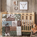Peryiter 3 Pcs Western Cowboy Crib Sheet Set Baby Crib Bedding Set Includes by Peryiter