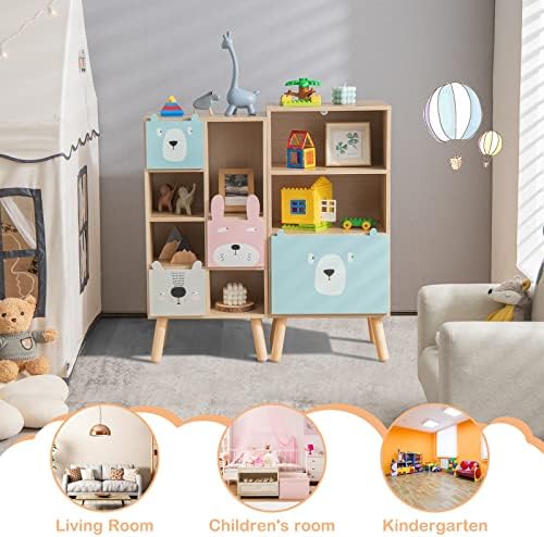 INFANS Kids Bookcase Toy Storage Organizer, Children Storage Cabinet - Image 3