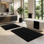 GRANNY SAYS Black Bathroom Rugs Set 2 Piece, Soft Microfiber Bath Mats by GRANNYSAYS