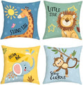 20x20 Set of 4 Kids Cartoon Animals Throw Pillow Cushion Covers by JOYMAISON