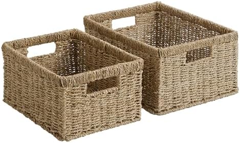 StorageWorks Wicker Storage Baskets, Natural Seagrass Storage Baskets by StorageWorks