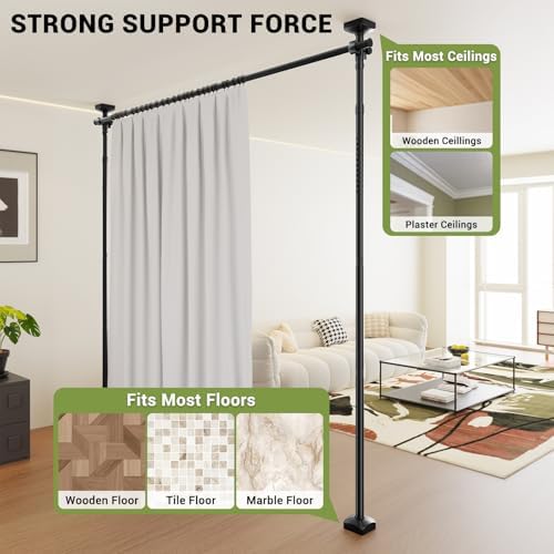 Room Divider No Drilling Curtain Rod Wall Divider - Image 3