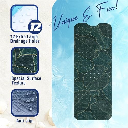 Palm Leaves Bathtub Mat Non Slip 40x16in Palm Leaf Extra Long Bath Mat - Image 3