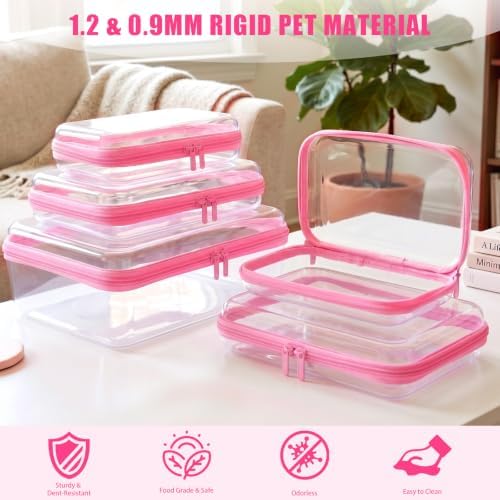 5 Pack Large Clear Hard Shell Zipper Case, Diaper Bag Organizer Pouches - Image 4