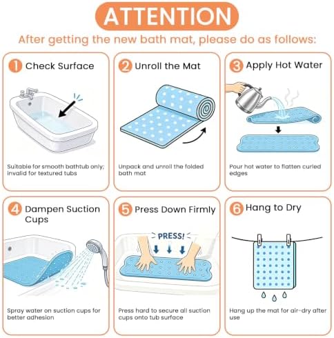 Baby Bath Mat for Tub, Non Slip Kids Bath Shower Mat, 40 X 16 Inch - Image 7