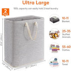Lifewit 100L Large Laundry Baskets, 2 Pack, Reinforced Handles - Image 4