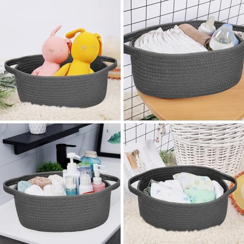 ABenkle Small Basket with Handles, Boho Decorative Rope Woven Dog Cat Toy - Image 4
