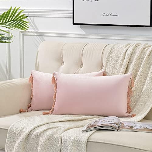 Fancy Homi 2 Pack Blush Pink Lumbar Decorative Throw Pillow Covers 12x20 Inch - Image 6