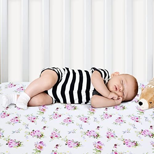 Crib Sheets Girls 2 Pack Floral, Fitted Crib Sheet - Image 4