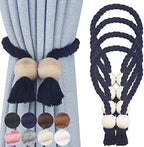 4 Pack Magnetic Curtain Tiebacks Cotton Hand Woven Tie Back Decorative Rope by CurtianTiebacks