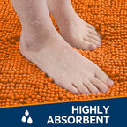 Chenille Bathroom Rug 36"x60" Orange, Large Plush Bath Mat - Image 4