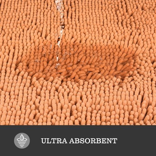 Yeaban Chenille Peach Bathroom Rug 26"x44", Non-Slip Rubber Backing - Image 5
