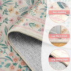 5x8 Pink Floral Nursery Rug – Washable Non-Slip Soft Carpet, Cute Boho Area Rug - Image 6