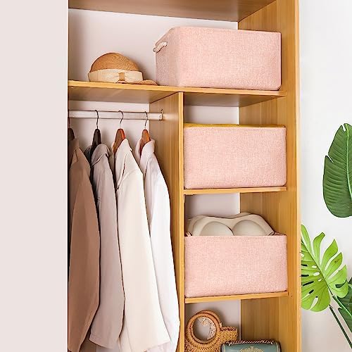 Storage Bins with Sturdy Cotton Handles, Fabric Storage Baskets - Image 2