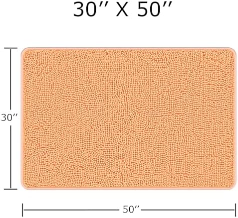 Yeaban Chenille Peach Bathroom Rug 30"x50", Non-Slip Rubber Backing - Image 2