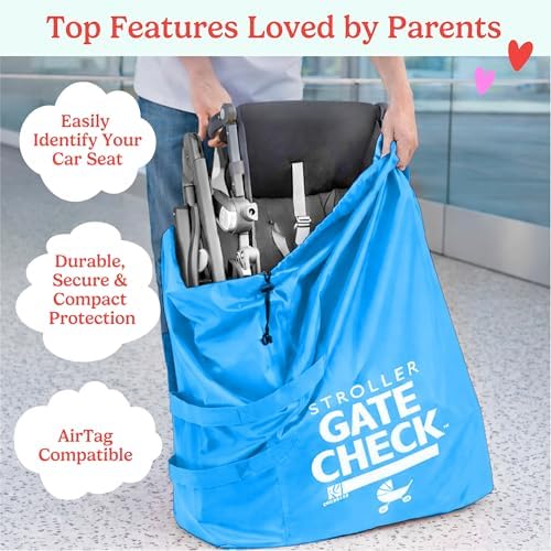 J.L. Childress Gate Check Bag for Single & Double Strollers, Neon Blue - Image 2