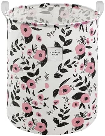 Mziart Cute Laundry Basket, Large Floral Laundry Hamper by Mziart