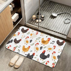 Non Slip Bath Mat, Chickens Roosters Bathroom Decor, Leaves Music Notes by ZTHLL