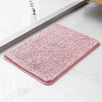Chenille Bathroom Rug 17"x24" Blush, Non-Slip Plush Bath Mat by Kildoss