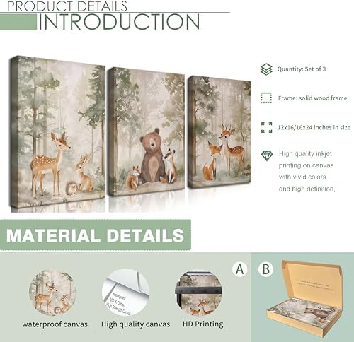 Nursery Canvas Wall Art Set of 3 - Image 5