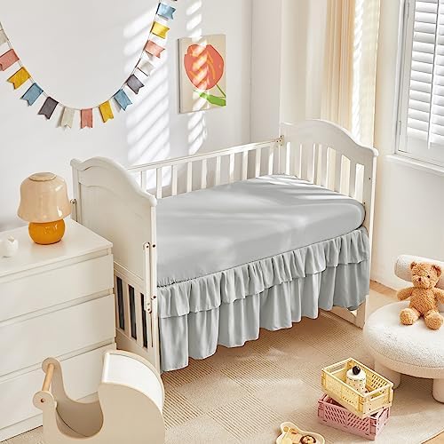 Tufted Ruffle Crib Bedding Set 3 Pieces Baby Girls Boys Boho Quilted Comforter - Image 3
