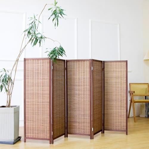 Furnnylane 5 Panel Short Room Divider Screen, Small Bamboo Panel Divider - Image 3