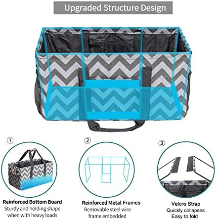 Extra Large Utility Tote Bag, Reusable Grocery Bags Foldable, Upgraded Metal - Image 3