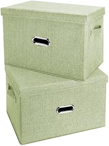 Large Linen Fabric Foldable Storage Bins by Unknown