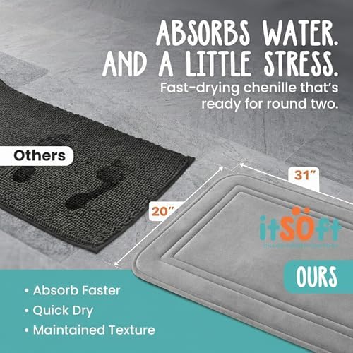 ITSOFT Memory Foam Bath Mat 31x20, Non Slip, Machine Washable, Quick Dry & - Image 3