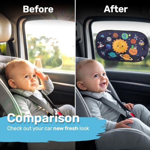 GENANY Space Planet Car Side Window Sun Shades 2 Piece 21 x 14 Inch - Image 3