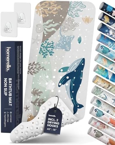 homerella Bathtub Mat Non Slip Kids 40x16 Baby Bath Mat Non Slip Anti Mold by Homerella
