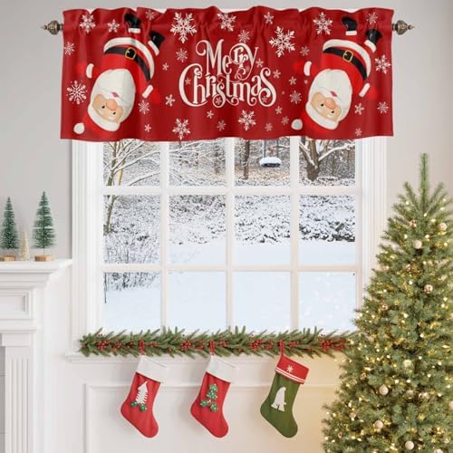 Red Merry Christmas Valance Curtains - Image 4