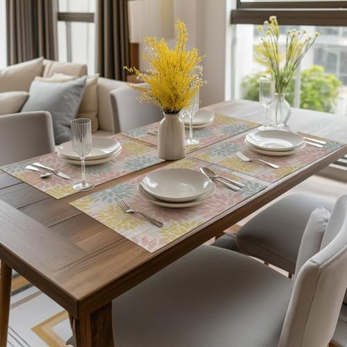 Artoid Mode Floral Vinyl Placemats Set of 4, 12x18 Inch Heat Resistant Washable - Image 5