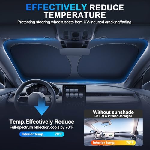 JUSTTOP Tesla Model 3/Y Windshield Sun Shade | Custom Fit & Foldable Sun Visor - Image 3