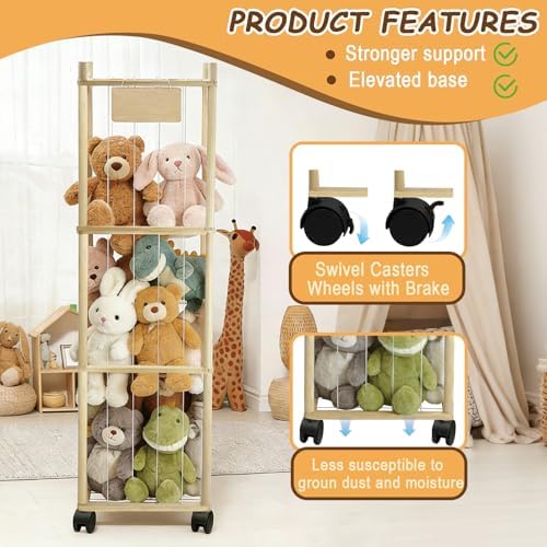 Thick&Thin Stuffed Animal Storage & Organizer, Wooden Zoo Toy Holder - Image 6