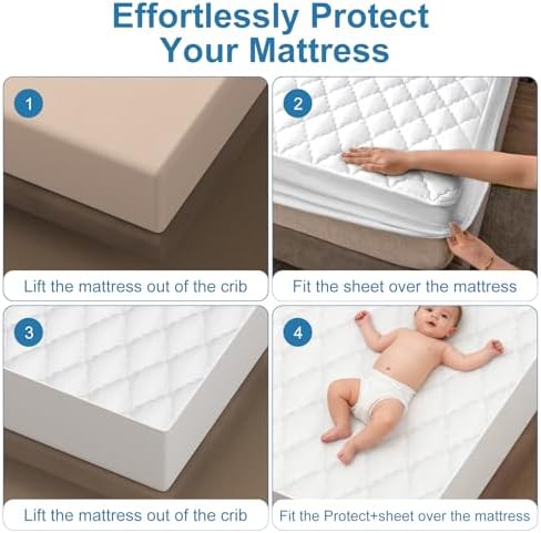 2Pack Waterproof Crib Mattress Protector, Cotton 52X28 Fitted Crib Sheets Crib - Image 5
