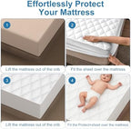 2Pack Waterproof Crib Mattress Protector, Cotton 52X28 Fitted Crib Sheets Crib - Image 5